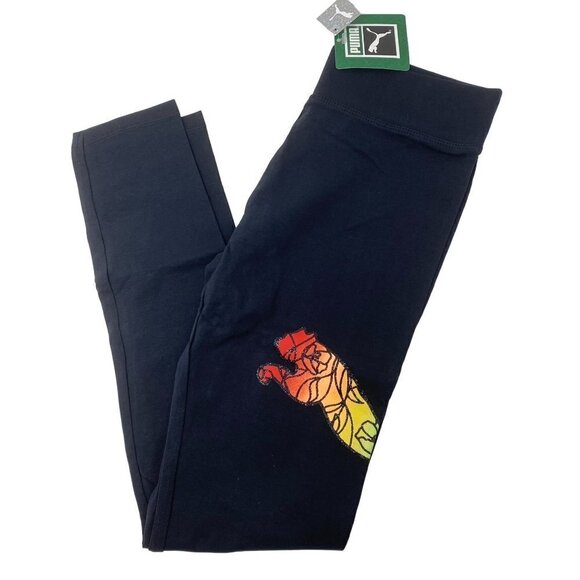 PUMA Girls' Graphic Big Cat Logo Rainbow Gradient Cotton Legging Sz Large B12 - Picture 2 of 8